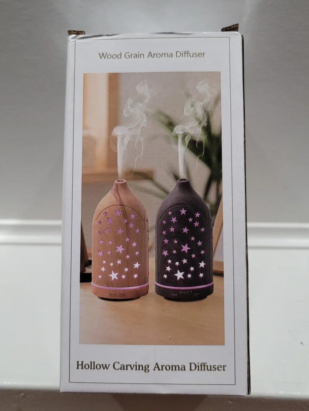 Plastic Wood Grain Hollow Carving Aroma Diffuser -